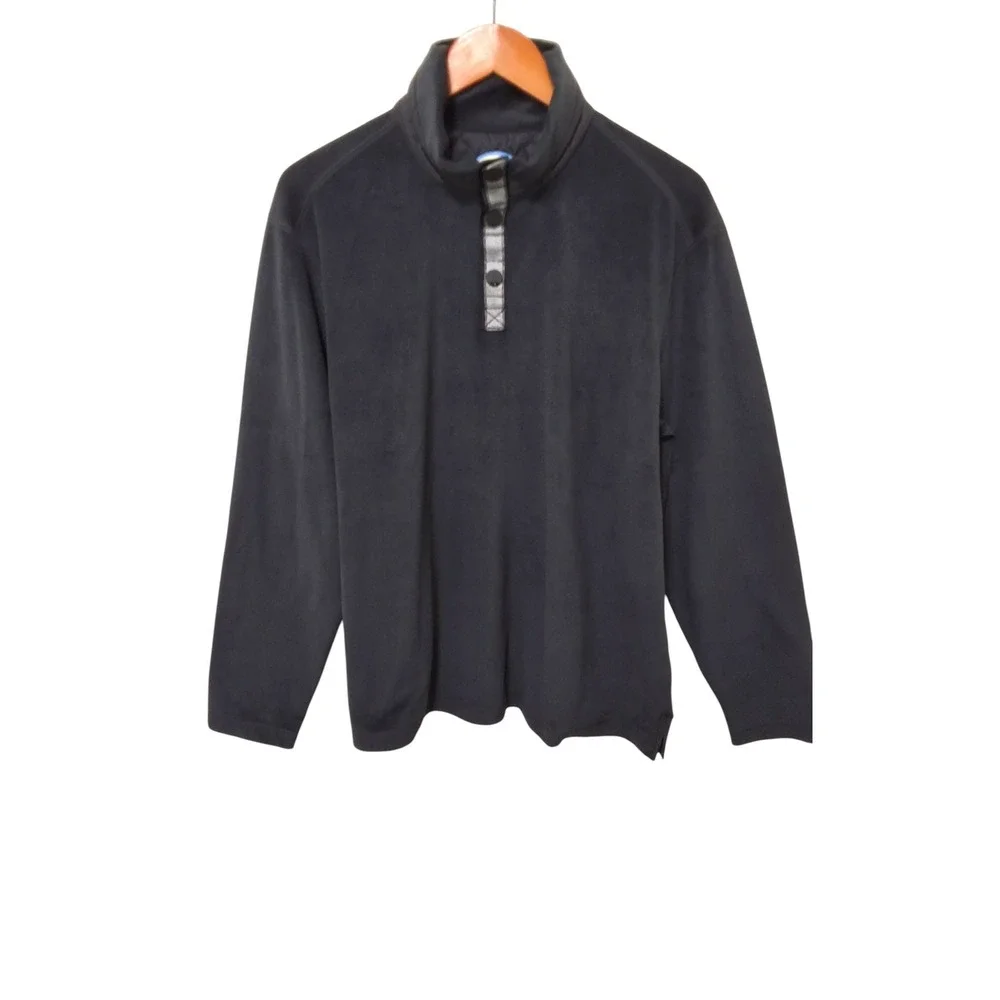 Tommy Bahama Paradise Tech Pullover Black‎ Mock Neck Quilted Elbows Mens L